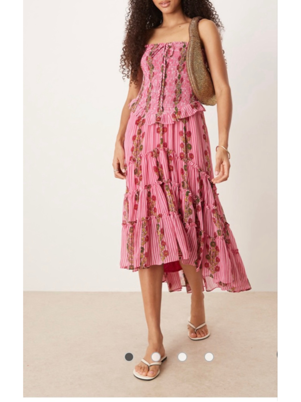 Women's Free People Pink Floral Striped Maxi Dress S